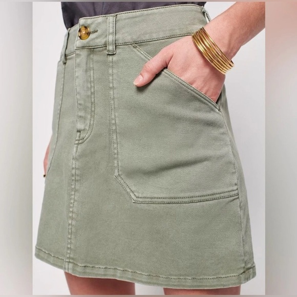 Faherty Organic Cotton Utility Mini Skirt Fatigue Green Women's Size Large - Picture 1 of 13